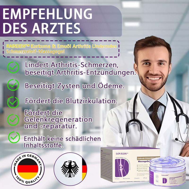 ❤️ Gelenkschmerz-Behandlungsgel – Kurkuma-Extrakt, Emu-Öl, Chondroitin & natürliche Kräuterinhaltsstoffe für Gelenkgesundheit und Schmerzbehandlung – Empfohlen von der DGOU