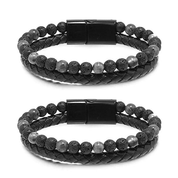 Natürlicher Achat Stein Leder Perlen Armband(Begrenzter Zeit Rabatt 🔥 letzter Tag)