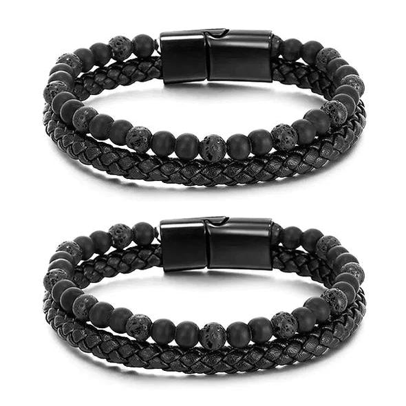Natürlicher Achat Stein Leder Perlen Armband(Begrenzter Zeit Rabatt 🔥 letzter Tag)