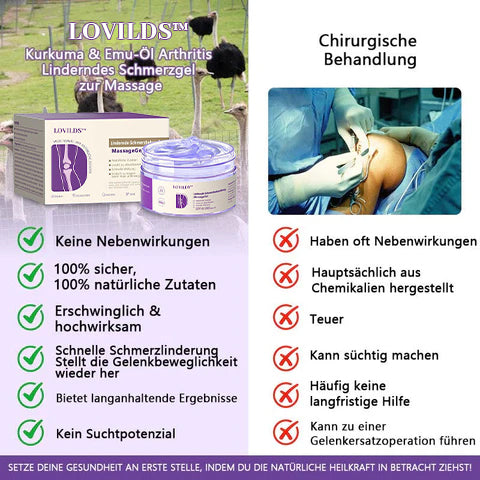 ❤️ Gelenkschmerz-Behandlungsgel – Kurkuma-Extrakt, Emu-Öl, Chondroitin & natürliche Kräuterinhaltsstoffe für Gelenkgesundheit und Schmerzbehandlung – Empfohlen von der DGOU