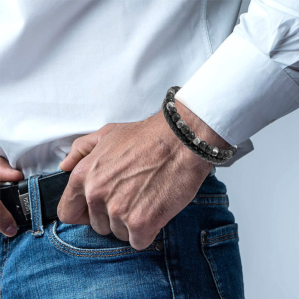 BBOJI™ Natürlicher Achat Stein Leder Perlen Armband(Begrenzter Zeit Rabatt 🔥 letzter Tag)