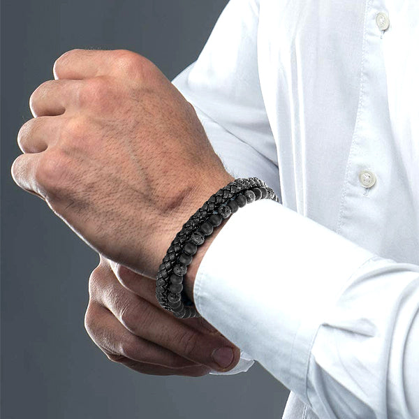 BBOJI™ Natürlicher Achat Stein Leder Perlen Armband(Begrenzter Zeit Rabatt 🔥 letzter Tag)
