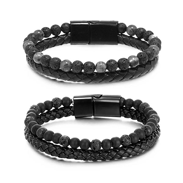 Natürlicher Achat Stein Leder Perlen Armband(Begrenzter Zeit Rabatt 🔥 letzter Tag)