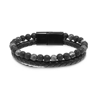 BBOJI™ Natürlicher Achat Stein Leder Perlen Armband（Begrenzter Zeit Rabatt 🔥 letzter Tag）